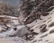 Gustave Courbet Injured deer in the snow Spain oil painting artist